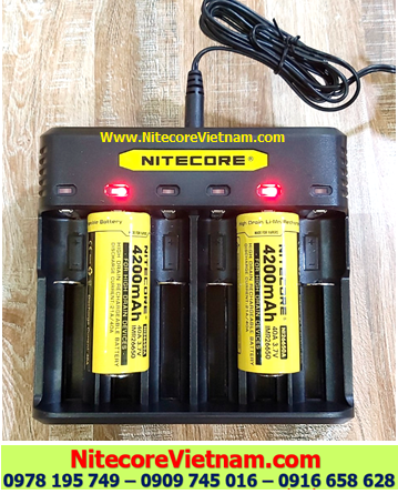 Nitecore Q6 (Bộ sạc 06 Khe Sạc kèm sẳn 02 pin SẠC NITECORE IMR26650A 4200mAh dòng xả 40A  lithium 3.7v) chính hãng